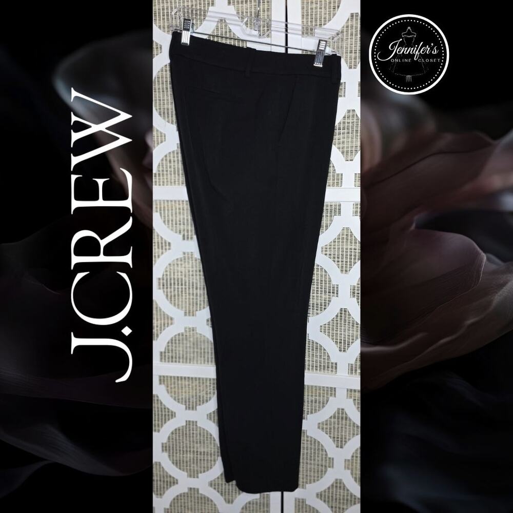 J. Crew Women's K2916 Black Flat Front Straight Leg Pants Size 12